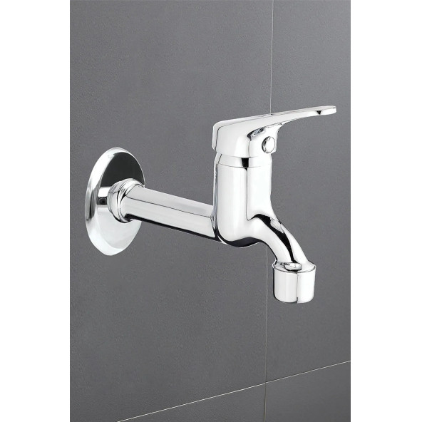 Yayke Aç Kapa Perletörlü Uzun Musluk Tuvalet Bahçe Çeşme Balkon Lavabo Wc Musluğu 1. Kalite Pirinç - 5