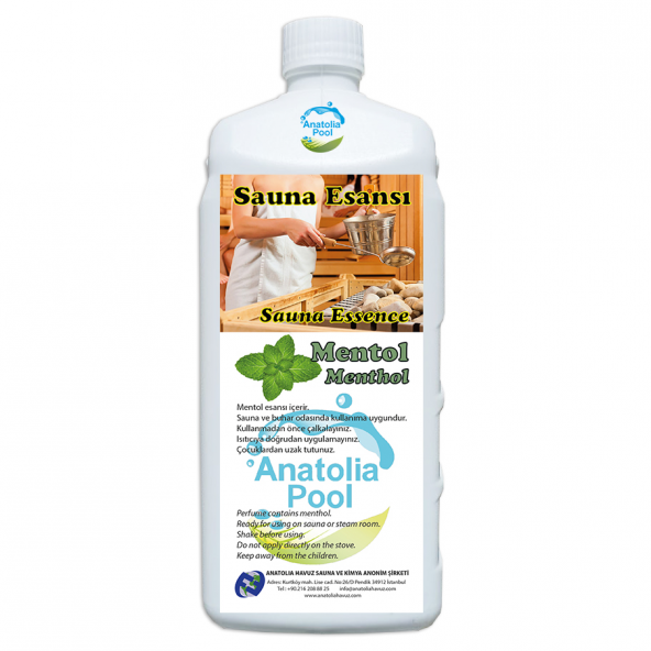 Anatolia Pool Sauna Buhar Esansı Mentol Sıvı 1 Lt (Sauna Essence Menthol)