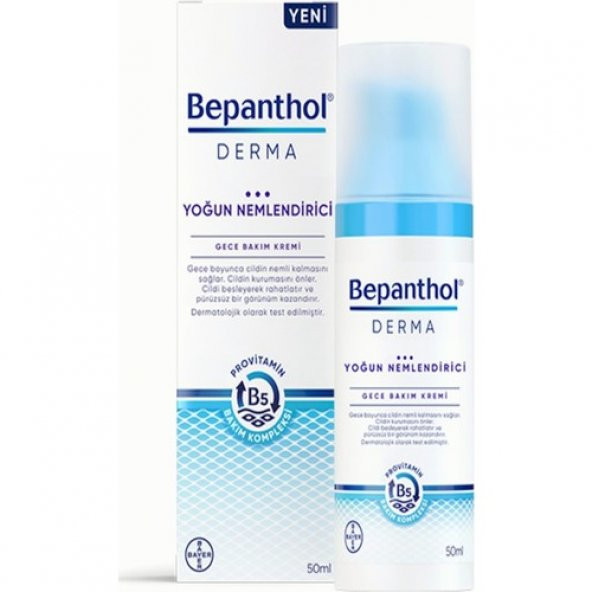 Bepanthol Derma Yoğun Nemlendirici Gece Bakım Kremi 50ML l Provitamin B5 Bakım Kompleksi