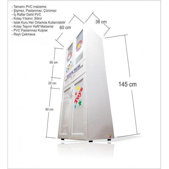 Hafif Tehlikesiz Plastik Kolay Taşınan Temizlenen Yıkanan Çocuk Oyuncak Eşya Çamaşır Dolabı Dolap - 3