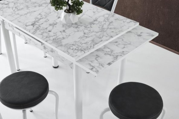 Smart Mutfak Masa 2 Sandalye 2 Tabure Set 60x90cm - 4