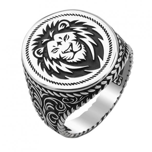 Aslan Figürlü 925 Ayar Gümüş Yüzük - Resim 3