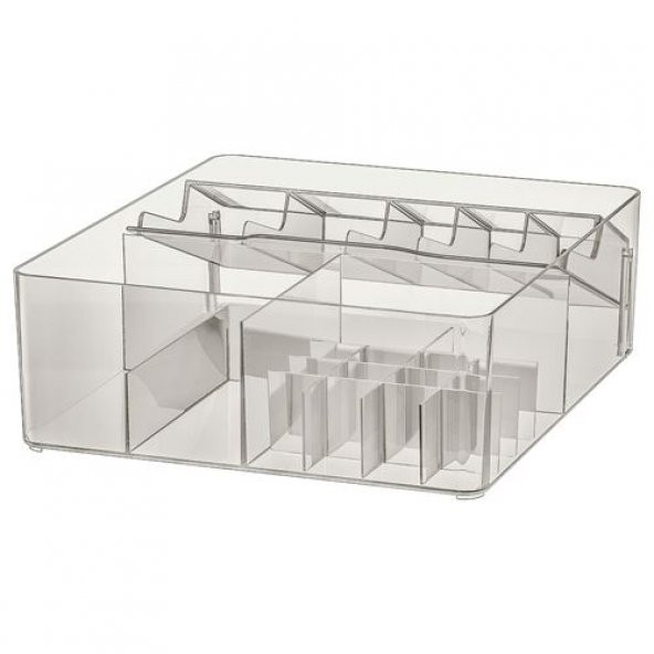 Çekmece İçi Makyaj Düzenleyici 32x28x10 cm IKEA Makyaj Organizeri Füme Renk Bölmeli Kutu - 4