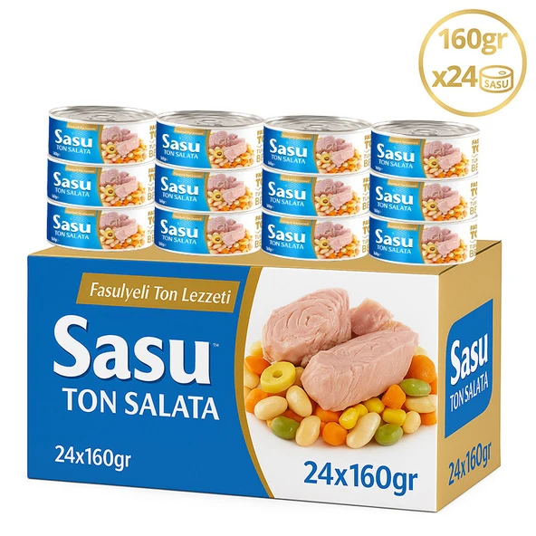 Sasu Fasulyeli Ton Salata 1 Koli 24x160G İri Parça ürün görseli 1