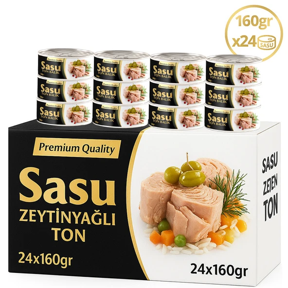 Sasu Zeytinyağlı Ton Balığı 1 Koli 24x160 gr Bütün Dilim