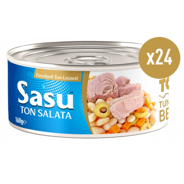 Sasu Fasulyeli Ton Salata 1 Koli 24x160G İri Parça