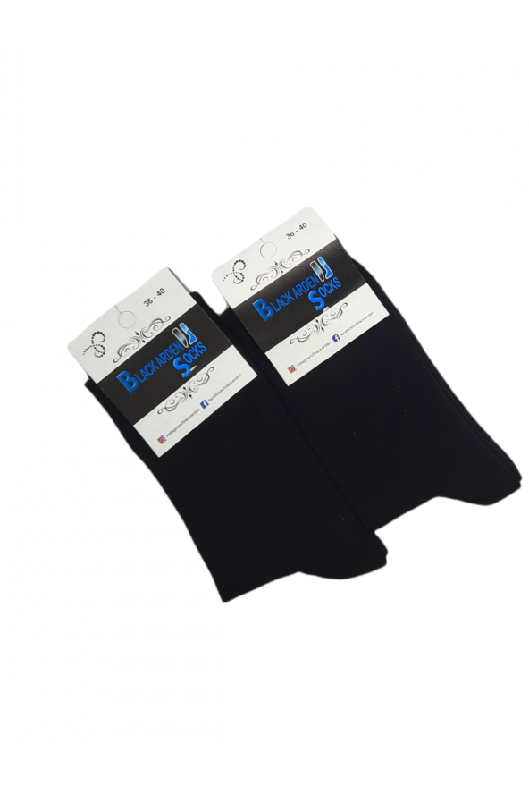 Unisex 2li Düz Siyah Soket Çorap 36-40 Numara BT-0464