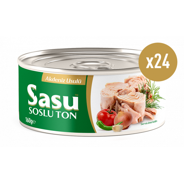 Sasu Akdeniz Usulü Ton Balığı 1 Koli 24x160 gr Bütün Dilim