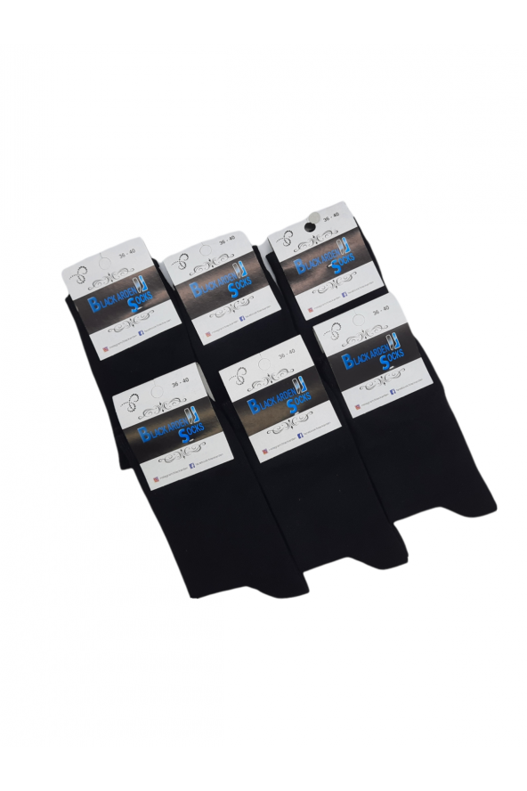 Unisex 6lı Düz Siyah Soket Çorap 36-40 Numara BT-0461
