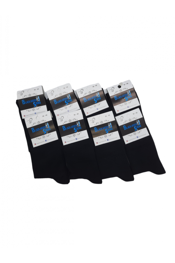 Unisex 8li Düz Siyah Soket Çorap 36-40 Numara BT-0460