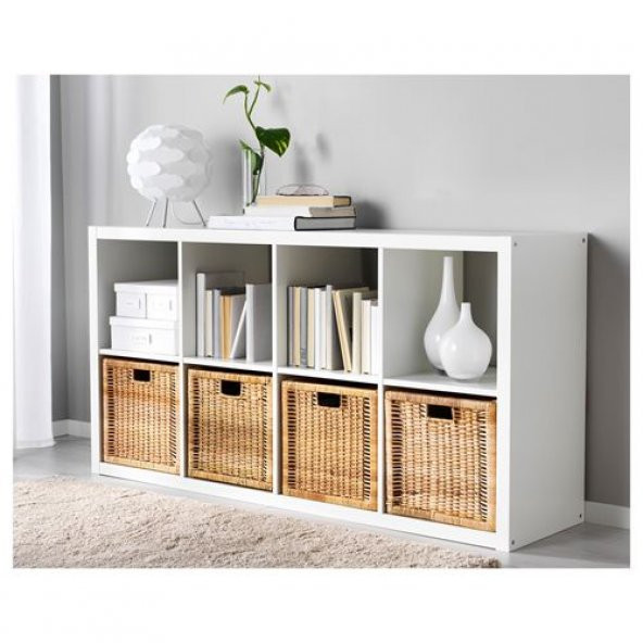 Rattan Sepet Kutu Düzenleyici IKEA 32x35x32 cm 1 Adet Rattan Renk Çok Amaçlı Kullanım Kare - Resim 3