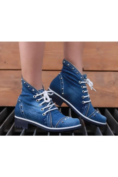 Kadın Kot Bot Özel Tasarım Fermauar Detaylı 5030-4201 - 3