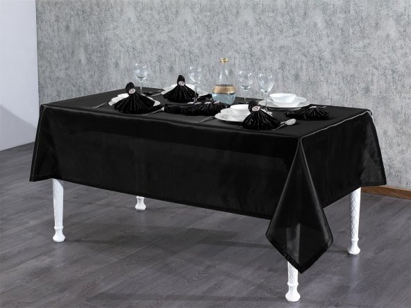Finezza Kristal Monoray Kumaş Siyah Sofra Takımı 8 Kişilk 160x220cm 17Prç. - 949 - 6