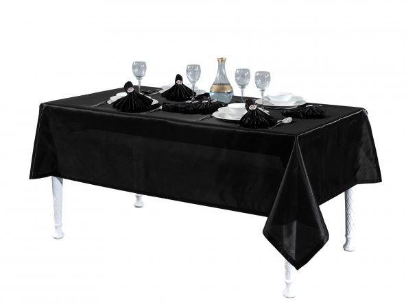 Finezza Kristal Monoray Kumaş Siyah Sofra Takımı 8 Kişilk 160x220cm 17Prç. - 949 - 3