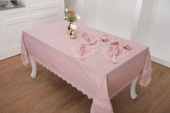 Finezza Estee Dantelli Pamuk Pudra Sofra Takımı 6 kişilik 160x220 cm 13 Prç. - 511 - 2