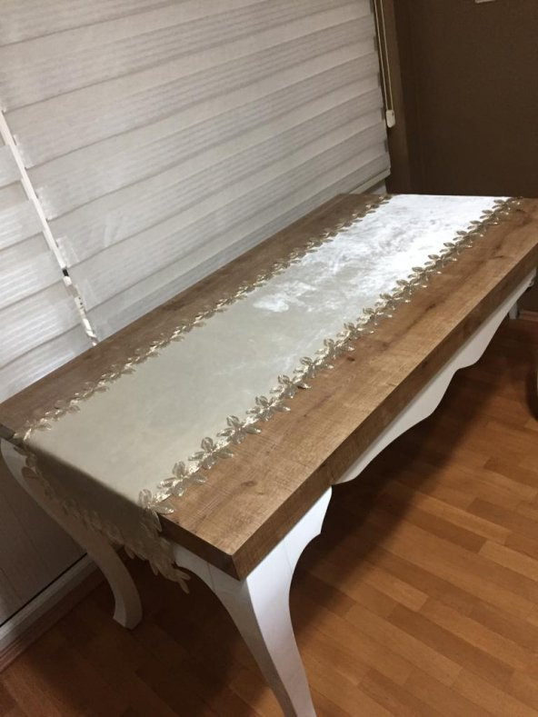 Finezza Helen Kadife Güpürlü Krem Runner 40*180 cm - 539 - 3