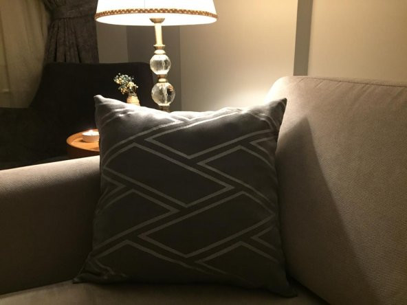 Finezza Geometrik yaldız Baskılı Duck Kumaş Gri/Gümüş Kırlent 45*45 cm - 514 - 3
