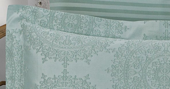 Finezza Tiara Bambu Jakar Kumaş Mint Yeşil Çift Kş.Nevresim Takımı 6 Parça - 637 - Resim 6