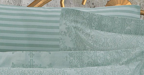 Finezza Tiara Bambu Jakar Kumaş Mint Yeşil Çift Kş.Nevresim Takımı 6 Parça - 637 - Resim 8