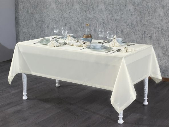 Finezza Kristal Monoray Kumaş Krem Sofra Takımı 8 Kşl. 160x220 cm 17 Prç. - 566
