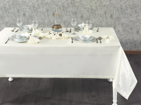 Finezza Kristal Monoray Kumaş Krem Sofra Takımı 8 Kşl. 160x220 cm 17 Prç. - 566 - 4