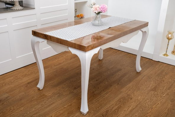 Finezza Melisa Damask Baskılı Duck Kumaş Krem/Gri Runner 40*140 cm - 502