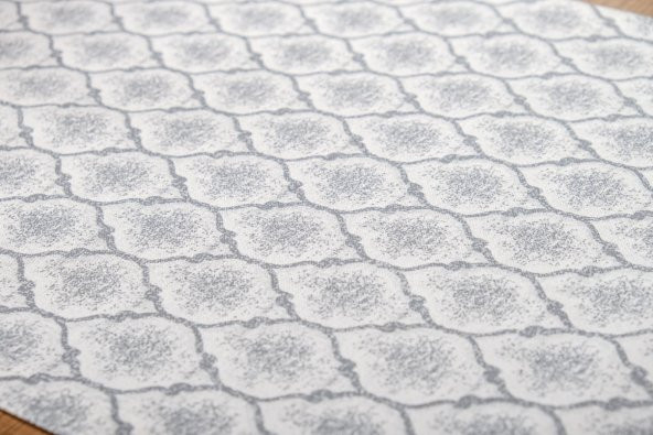 Finezza Melisa Damask Baskılı Duck Kumaş Krem/Gri Runner 40*140 cm - 502 - 5
