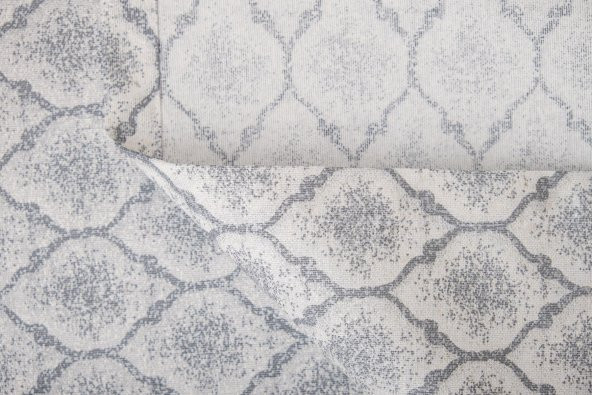 Finezza Melisa Damask Baskılı Duck Kumaş Krem/Gri Runner 40*140 cm - 502 - 6