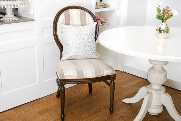 Finezza Melisa Damask Baskılı Duck Kumaş Gümüş Kırlent 45*45 cm  - 525 - 4