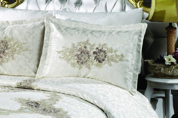Finezza Jülide Polyester Pamuk Krem Pike Takımı Çift Kişilik 6 Parça - 699 - 2