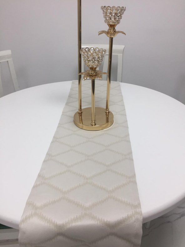 Finezza Simge Jakar Pamuk/Poly Krem Runner 40*140 cm - 681 - 3