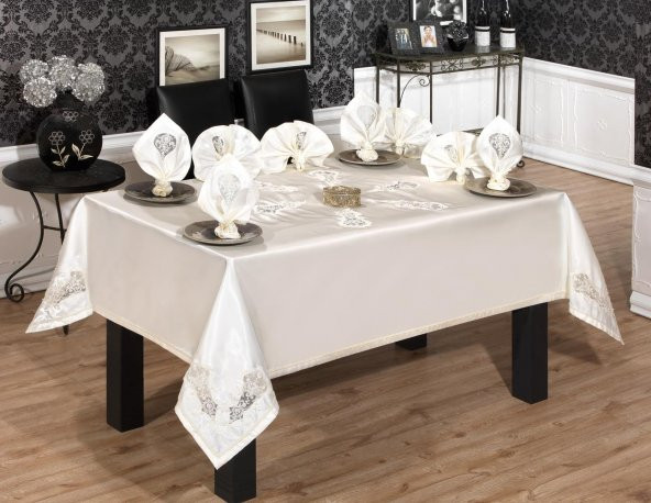 Finezza Anjelica Güpürlü Monoray Beyaz Sofra Takımı 8 Kşl. 170x230cm 17Prç.- 336