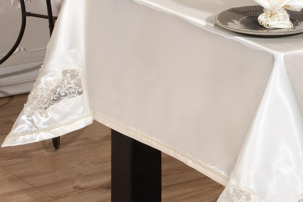 Finezza Anjelica Güpürlü Monoray Beyaz Sofra Takımı 8 Kşl. 170x230cm 17Prç.- 336 - Resim 4