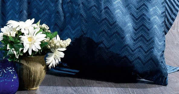 Finezza Odesa Bambu Jakar Kumaş İndigo Çift Kişilik Nevresim Takımı 6 Prç. - 595 - Resim 2