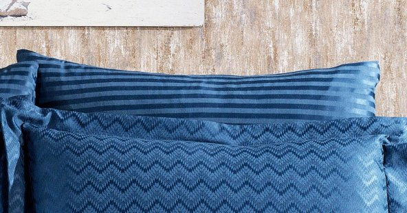 Finezza Odesa Bambu Jakar Kumaş İndigo Çift Kişilik Nevresim Takımı 6 Prç. - 595 - Resim 7