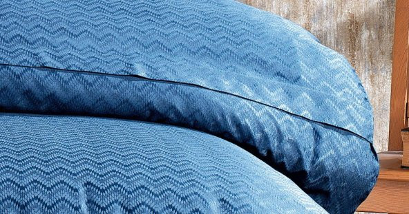 Finezza Odesa Bambu Jakar Kumaş İndigo Çift Kişilik Nevresim Takımı 6 Prç. - 595 - Resim 9