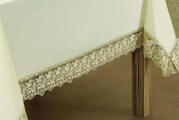 Finezza Lydia Güpürlü Krep Kumaş Krem/Bej Masa Örtüsü 170x230 cm - 863 - 7