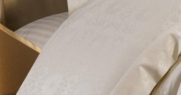 Finezza Jardin Bambu Jakar Kumaş Krem Çift Kişilik Nevresim Takımı 6 Parça - 904 - 3