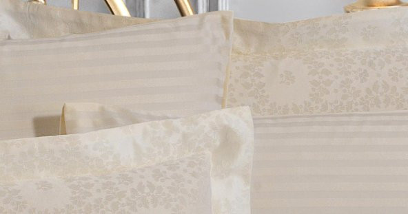 Finezza Jardin Bambu Jakar Kumaş Krem Çift Kişilik Nevresim Takımı 6 Parça - 904 - 6