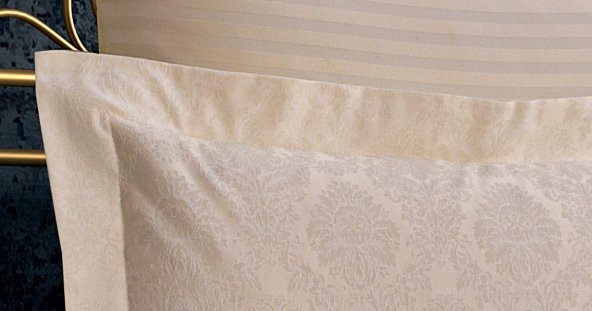 Finezza Monaco Bambu Jakar Kumaş Krem Çift Kişilik Nevresim Takımı 6 Parça - 908 - Resim 5