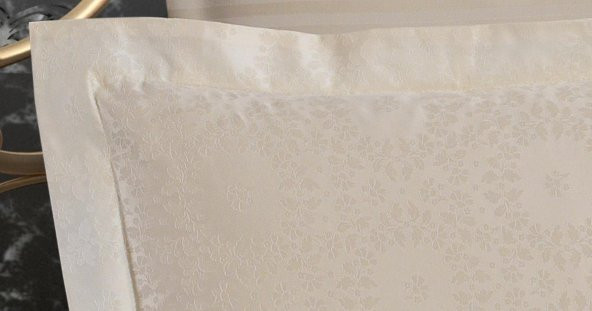 Finezza Jardin Bambu Jakar Kumaş Krem Çift Kişilik Nevresim Takımı 6 Parça - 904 - 7