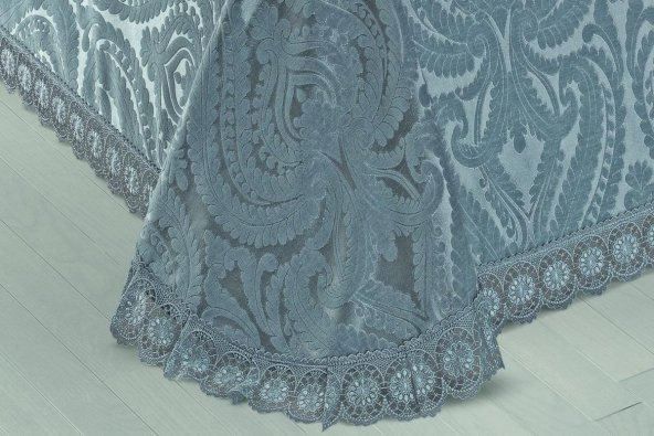 Finezza Tulip Polyester Pamuk Şönil Gri Yatak örtüsü Çift Kişilik 3 Parça - 939 - 2