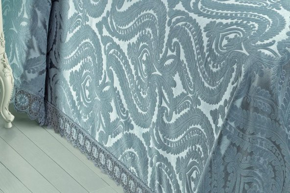 Finezza Tulip Polyester Pamuk Şönil Gri Yatak örtüsü Çift Kişilik 3 Parça - 939 - 3