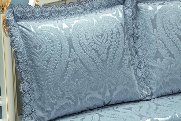 Finezza Tulip Polyester Pamuk Şönil Gri Yatak örtüsü Çift Kişilik 3 Parça - 939 - 5