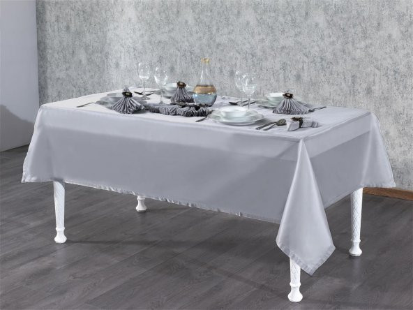 Finezza Kristal Monoray Kumaş Gri Sofra Takımı 8 Kişilik 160x220 cm 17Prç. - 727