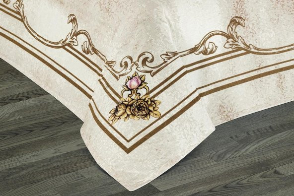 Finezza Prusa Baskılı Şönil Kumaş Krem Çift Kişilik Yatak Örtüsü 4 Parça - 2 - 4