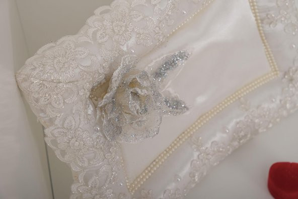 Finezza Rüya DekoratifFransız Dantelli İncili Krem Nişan Tepsisi 26*36 cm - 36 - 4