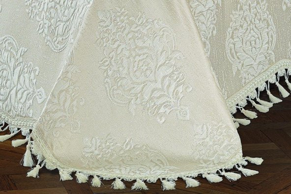 Finezza Larissa Pamuk/Polyester Jakar Kumaş Krem Yatak örtüsü Seti 7 Parça - 357 - 5