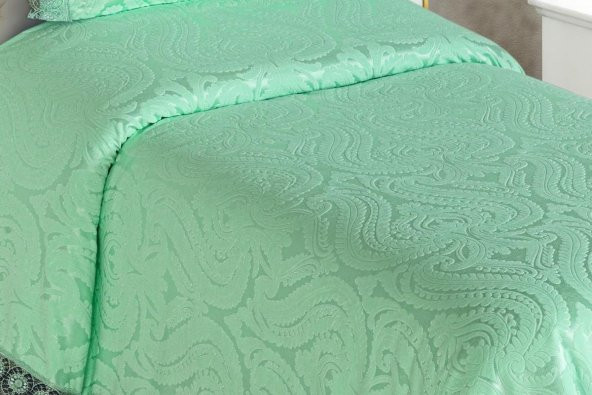 Finezza Tulip Polyester Pamuk Şönil Mint Yatak örtüsü Tek Kişilik 2 Parça - 631 - 2