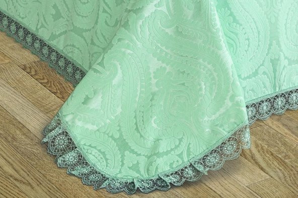 Finezza Tulip Polyester Pamuk Şönil Mint Yatak örtüsü Tek Kişilik 2 Parça - 631 - 4